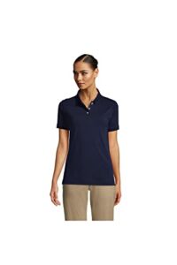 Lands’ End School Uniform Women’s Short Sleeve Interlock Polo Shirt Medium Classic Navy