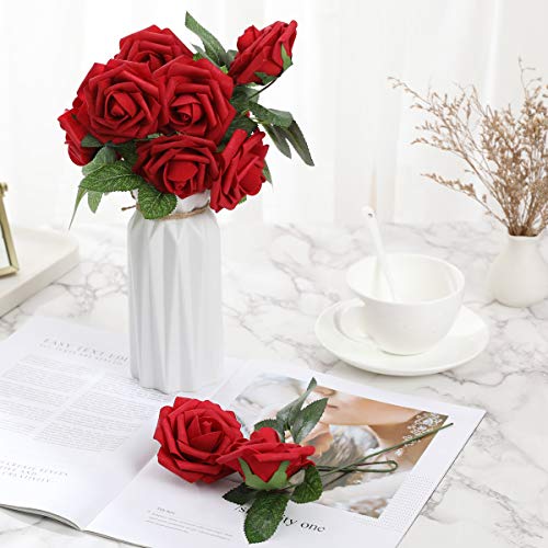 DerBlue 60pcs Artificial Roses Flowers Real Looking Fake Roses Artificial Foam Roses Decoration DIY for Wedding ,Arrangements Party Home Decorations | The Storepaperoomates Retail Market - Fast Affordable Shopping