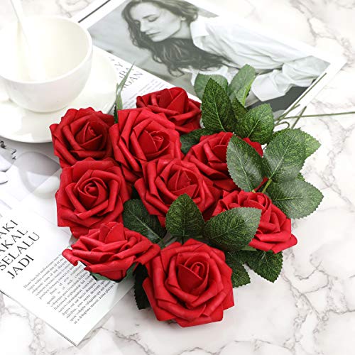 DerBlue 60pcs Artificial Roses Flowers Real Looking Fake Roses Artificial Foam Roses Decoration DIY for Wedding ,Arrangements Party Home Decorations | The Storepaperoomates Retail Market - Fast Affordable Shopping
