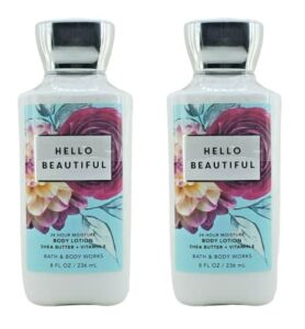 Bath and Body Works Super Smooth Body Lotion Sets Gift For Women 8 Oz -2 Pack (Hello Beautiful)