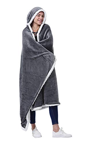 Catalonia Hooded Blanket Poncho | Wearable Blanket Wrap with Hand Pockets | Comfy Sherpa Fleece Throw Cape for Children and Adults, Women Gift | The Storepaperoomates Retail Market - Fast Affordable Shopping