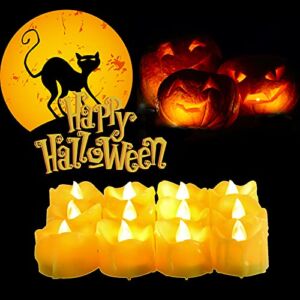 CANDLE CHOICE Battery Operated Flameless Tea Lights Realistic Flickering Long Lasting LED Votive Tealight Candles for Halloween Thanksgiving Christmas Wedding Decorations Battery Included 24 Pack