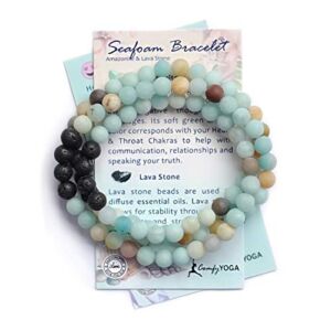 Comfy Yoga – Essential Oil Bracelet – Aromatherapy Bracelet – Lava Stone Bracelet or Necklace – Handmade Yoga Jewelry – Oil Diffuser Wrap Bracelet – Gift for Women (Seafoam)