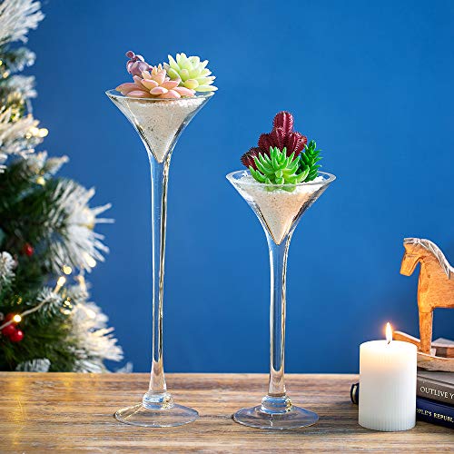 10 Pcs Glass Trumpet Vase Long Stem Martini Vases Glass Wedding Table Centerpieces 40cm/15.8″ Tall for Home Decoration Display Banquet Party Events Birthday Anniversary Reception Baby Shower | The Storepaperoomates Retail Market - Fast Affordable Shopping