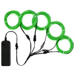 ZITRADES EL Wire Kit 5 by 1M, Portable Neon Lights for Parties, Electric Forest, Halloween, Blacklight Run, DIY Decoration, Christmas (Green)