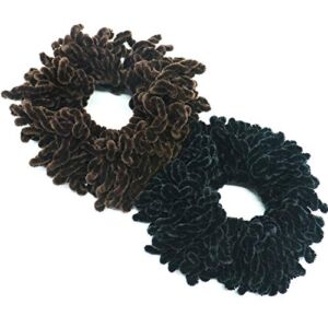 KITCHEN TOOLS Hijab Volumizer Scrunchies – Set of 2 Fluffy Scrunchies for Hair – Big Volume Hair Tie Ring (Dark Coffer & Black)