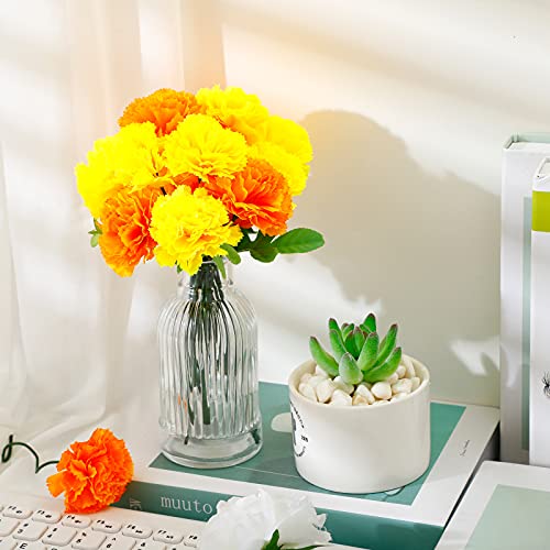Artificial Marigold Bunch Fake Marigold Bunch Halloween Artificial Marigold Flowers with Stem for Birthday Party Diwali Halloween Party Decoration(Gold and Orange,20 Pieces) | The Storepaperoomates Retail Market - Fast Affordable Shopping