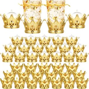Fillable Gold Crown with Pouch Crown Party Favor with Dome Crown Table Centerpiece Decorative Crown Candy Storage Boxes Golden Crown Candy Containers for Baby Shower Birthday Party Favors (40)