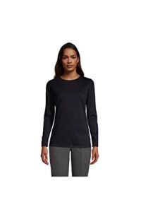 Lands’ End Women Relaxed Supima Long Sleeve Crew Black Tall Large