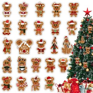 24PCS Gingerbread Man Ornaments for Christmas Tree Decorations – Mouse Hanging Pendants Gingerbread House Decorations Xmas Merchandise Gift Ideas Holiday Decor
