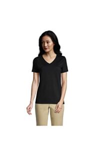 Lands’ End Women s SS Relaxed Supima V Neck T Shirt Black Tall X-Large