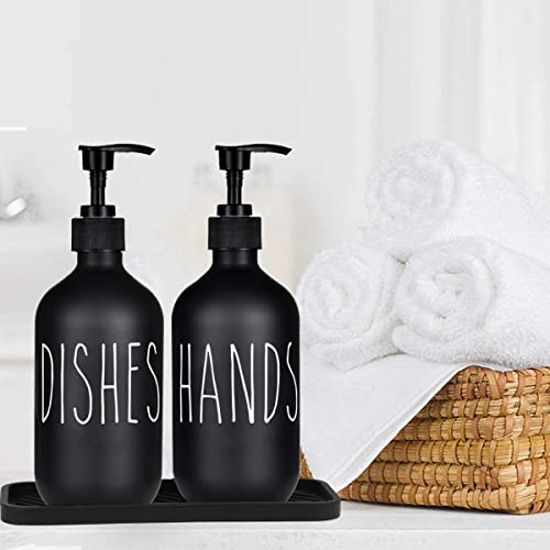Black Soap Dispenser,Kitchen Soap Dispenser Including Hand and Dish Soap Dispenser Set ,16 Oz Plastic Dish Soap Dispenser for Kitchen Sink with Silicone Tray, for Black Kitchen and Farmhouse Decor | The Storepaperoomates Retail Market - Fast Affordable Shopping