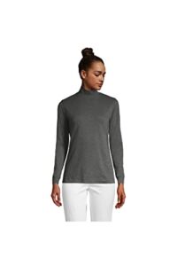 Lands’ End Women Long Sleeve Relaxed Cotton Mock Charcoal Heather Regular X-Large