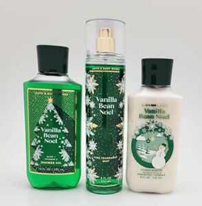 Bath & Body Works – Vanilla Bean Noel – 3 pc Bundle Trio -Shower Gel, Fine Fragrance Mist and Super Smooth Body Lotion – Winter 2021