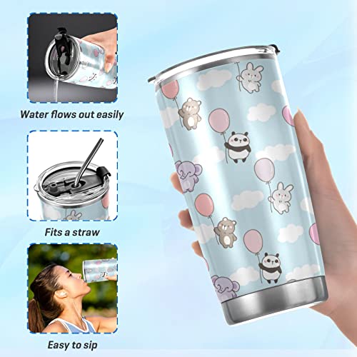 Kigai 20 oz Tumbler Cartoon Panda Rabbit Elephant Stainless Steel Water Bottle with Lid and Straw Vacuum Insulated Coffee Ice Cup Double Wall Travel Mug | The Storepaperoomates Retail Market - Fast Affordable Shopping