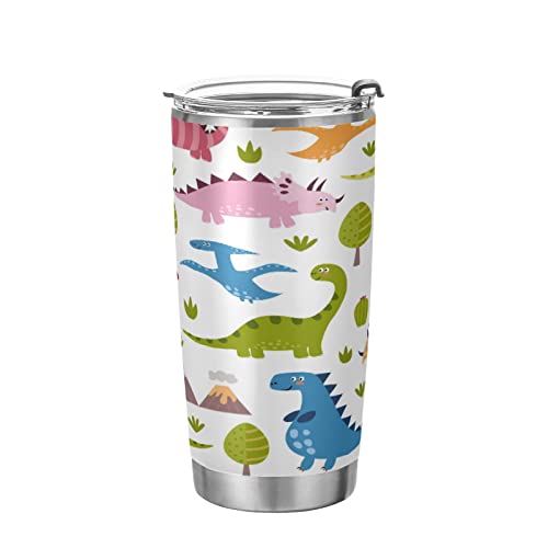 Kigai 20 oz Tumbler Cute Dinosaur Stainless Steel Water Bottle with Lid and Straw Vacuum Insulated Coffee Ice Cup Double Wall Travel Mug | The Storepaperoomates Retail Market - Fast Affordable Shopping