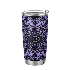 Kigai 20 oz Tumbler Mandala Stainless Steel Water Bottle with Lid and Straw Vacuum Insulated Coffee Ice Cup Double Wall Travel Mug