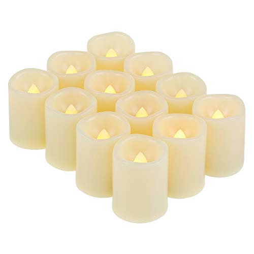 Flameless LED Battery Operated Votive Candles with Timer Flickering Plastic Votives for Home Garden Wedding Party Christmas Halloween Decorations Pumpkin Lights, Batteries Included, 12 Pack | The Storepaperoomates Retail Market - Fast Affordable Shopping