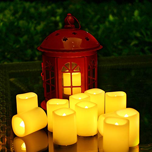 Flameless LED Battery Operated Votive Candles with Timer Flickering Plastic Votives for Home Garden Wedding Party Christmas Halloween Decorations Pumpkin Lights, Batteries Included, 12 Pack | The Storepaperoomates Retail Market - Fast Affordable Shopping