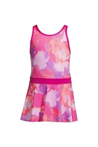 Lands’ End G Skirted One Piece Fuchsia Pink Watercolor Kids 12