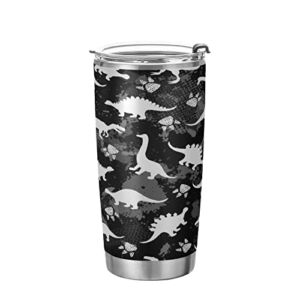Kigai 20 oz Tumbler Cute Kids Dinosaurs Pattern Stainless Steel Water Bottle with Lid and Straw Vacuum Insulated Coffee Ice Cup Double Wall Travel Mug
