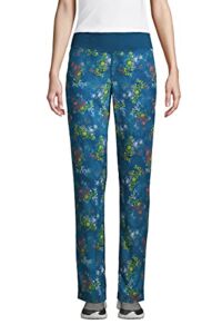 Lands’ End Womens High Rise Everyday Active Straight Pants Baltic Teal Tie Dye Floral Regular Medium