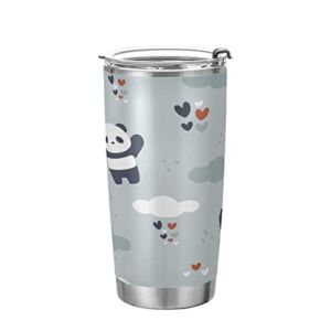 Kigai 20 oz Tumbler Cute Cartoon Panda Stainless Steel Water Bottle with Lid and Straw Vacuum Insulated Coffee Ice Cup Double Wall Travel Mug