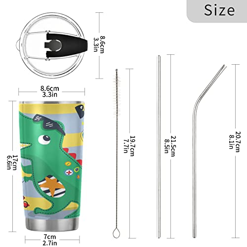 Kigai 20 oz Tumbler Cute Dinosaur Stainless Steel Water Bottle with Lid and Straw Vacuum Insulated Coffee Ice Cup Double Wall Travel Mug | The Storepaperoomates Retail Market - Fast Affordable Shopping
