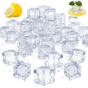 Anyumocz 60 Pcs Clear Fake Ice,Acrylic Clear Ice Rock,Plastic Ice Cubes for Vase Filler,Birthday Favors,Centerpieces,Photography