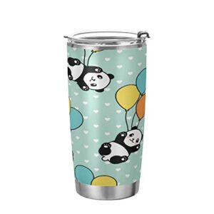 Kigai 20 oz Tumbler Cartoon Cute Panda Stainless Steel Water Bottle with Lid and Straw Vacuum Insulated Coffee Ice Cup Double Wall Travel Mug