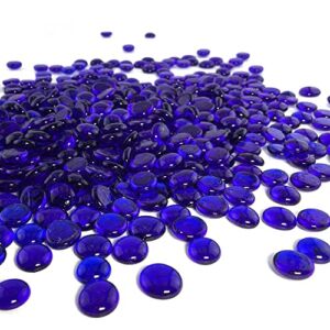 CYS EXCEL 5LBS Cobalt Blue Glass Gemstone Beads Vase Fillers Flat Marble Beads Multiple Color Choices Aquarium Decor Rocks Floral Stones Decorative Mosaic Glass Gem Pebbles