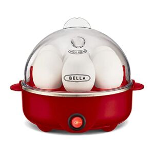 BELLA 17286 Cooker, Rapid Boiler, Poacher Maker Make up to 7 Large Boiled Eggs, Poaching and Omelete Tray Included, Single Stack, Red