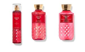 Bath and Body Works Forever Red Shower Gel, Body Lotion, Fine Fragrance Mist Daily Trio Gift Set 2018
