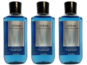Lot of 3 Bath and Body Works Ocean Signature Collection 2 in 1 Hair Shampoo Body Wash for Men 10 Fl Oz