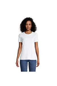 Lands’ End Women s SS Relaxed Supima Crew Neck T Shirt White Tall Large