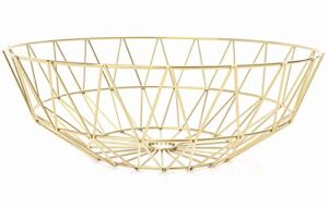 Gold Fruit Basket for Kitchen – Large Decorative Bowl for Gold Decor Accents – Gold Kitchen Accessories for Modern Kitchen Decor – Gold Baskets for Decor