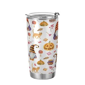 Kigai 20 oz Tumbler Halloween Gnomes Stainless Steel Water Bottle with Lid and Straw Vacuum Insulated Coffee Ice Cup Double Wall Travel Mug