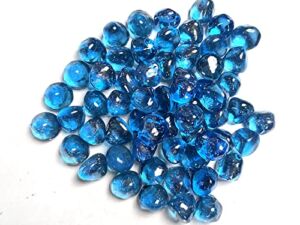ZIMUYU Blue Glass Beads for vase,Vase Fillers, 2.2LB Fire Pit Glass Stone,Fish Tank Decoration Glass Stone, Multiple Color Choices,Glass Marbles(Sky Blue)
