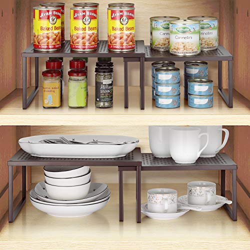2 Pack- Simple Trending Cabinet Shelf Organizer, Kitchen Counter Shelf Rack for Pantry Organization, Expandable Stackable, Bronze | The Storepaperoomates Retail Market - Fast Affordable Shopping