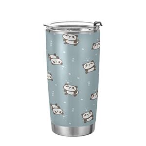 Kigai 20 oz Tumbler Cute Cartoon Panda Stainless Steel Water Bottle with Lid and Straw Vacuum Insulated Coffee Ice Cup Double Wall Travel Mug
