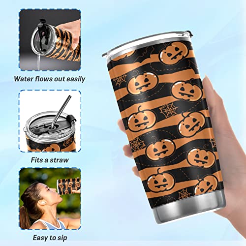 Kigai 20 oz Tumbler Halloween Pumpkin Stainless Steel Water Bottle with Lid and Straw Vacuum Insulated Coffee Ice Cup Double Wall Travel Mug | The Storepaperoomates Retail Market - Fast Affordable Shopping