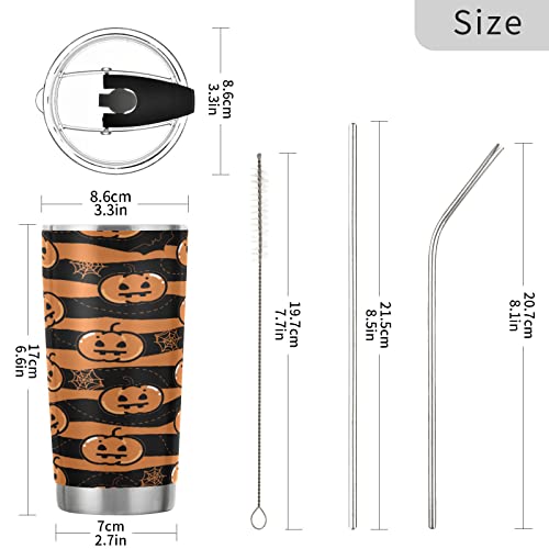 Kigai 20 oz Tumbler Halloween Pumpkin Stainless Steel Water Bottle with Lid and Straw Vacuum Insulated Coffee Ice Cup Double Wall Travel Mug | The Storepaperoomates Retail Market - Fast Affordable Shopping