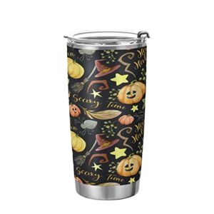 Kigai 20 oz Tumbler Halloween Pumpkin Stainless Steel Water Bottle with Lid and Straw Vacuum Insulated Coffee Ice Cup Double Wall Travel Mug