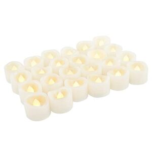 Flameless LED Votive Tealight Candles Battery Operated Realistic Flickering Bulb Electric Fake Tea Lights Bulk for Halloween Pumpkin Jack O Lantern Party Wedding Christmas Outdoor Decorations 24 Pack