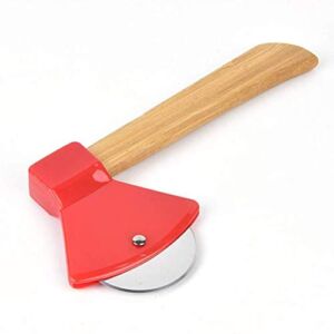 Funny & Cool Axe Pizza Cutter – Unique Men Dad Tool With Steel Сircular Saw, Plastic Cover for Wheel Blade Knife & Bamboo Handle – Cute Kitchen Gadgets Nonstick Stuff Slicer Accessories