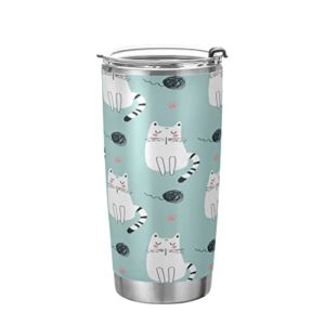 Kigai 20 oz Tumbler Cute Cats Stainless Steel Water Bottle with Lid and Straw Vacuum Insulated Coffee Ice Cup Double Wall Travel Mug