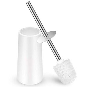 IXO Toilet Brush and Holder, Toilet Brush with 304 Stainless Steel Long Handle, Toilet Bowl Brush for Bathroom Toilet-Elegant-Cleaning-Bristles(White)