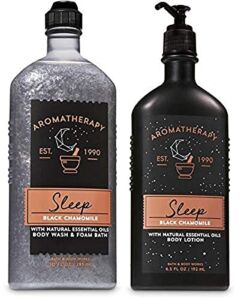 Bath and Body Works Aromatherapy Black Chamomile Body Wash and Body Lotion Set