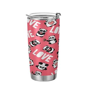 Kigai 20 oz Tumbler Cute Funny Panda Stainless Steel Water Bottle with Lid and Straw Vacuum Insulated Coffee Ice Cup Double Wall Travel Mug