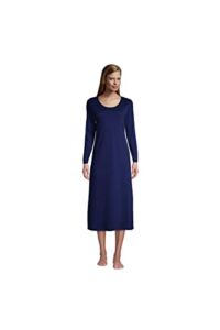 Lands’ End Women Long Sleeve Supima Midcalf Nightgown Deep Sea Navy Tall X-Large